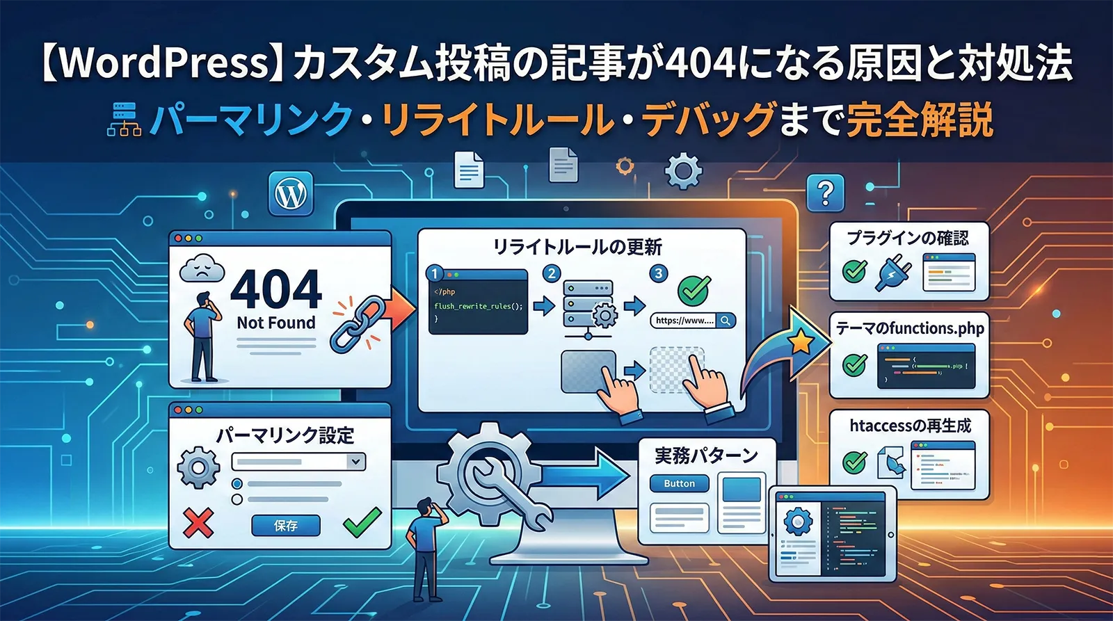 【WordPress】カスタム投稿の記事が404になる原因と対処法｜パーマリンク・リライトルール・デバッグまで完全解説