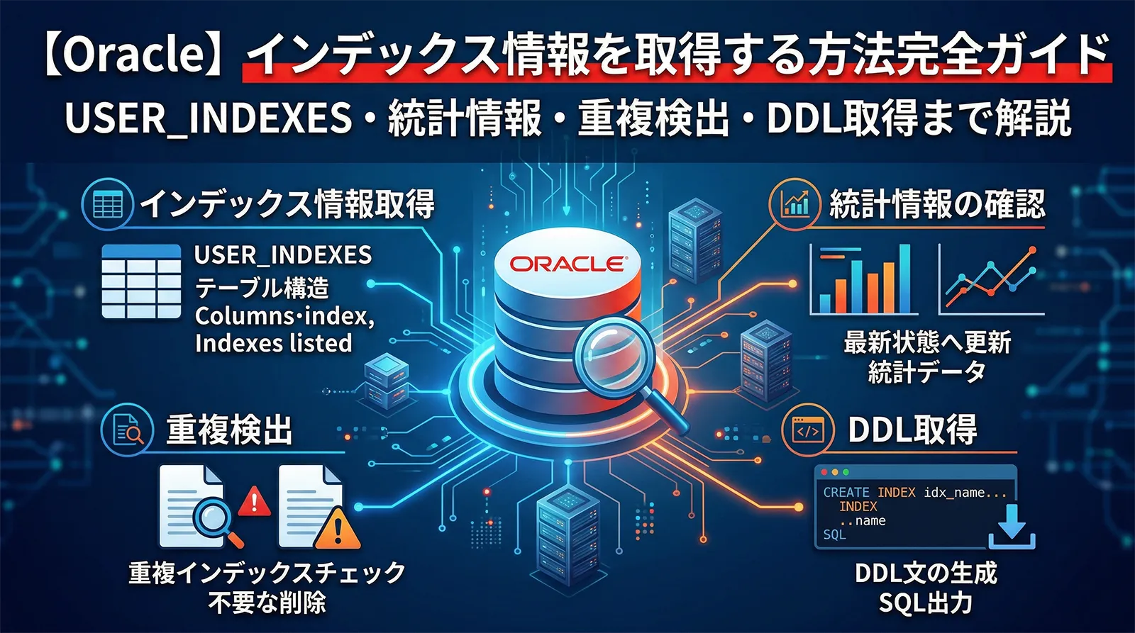 【Oracle】インデックス情報を取得する方法完全ガイド｜USER_INDEXES・統計情報・重複検出・DDL取得まで解説