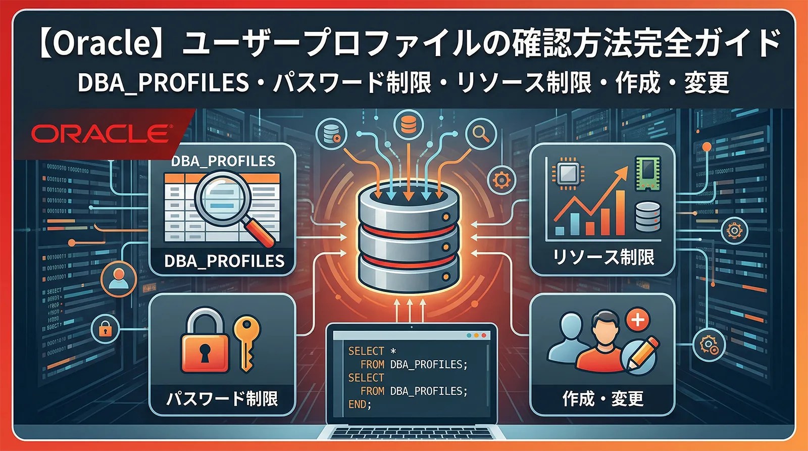 【Oracle】ユーザープロファイルの確認方法完全ガイド｜DBA_PROFILES・パスワード制限・リソース制限・作成・変更