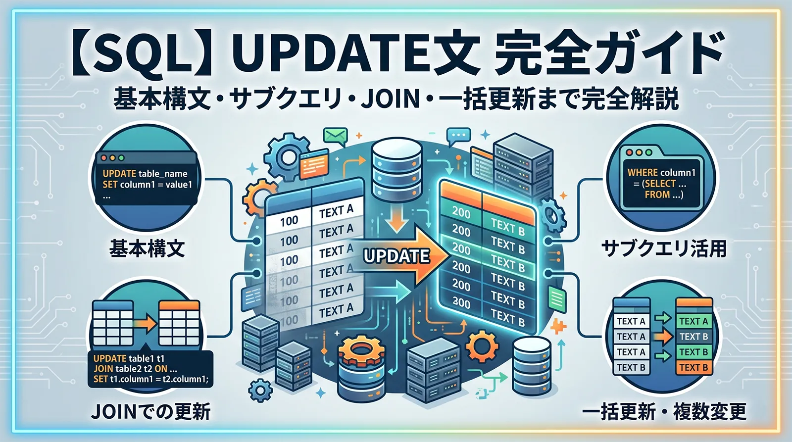 【SQL】UPDATE文でデータを更新する方法｜基本構文からサブクエリ・JOIN・一括更新まで完全解説