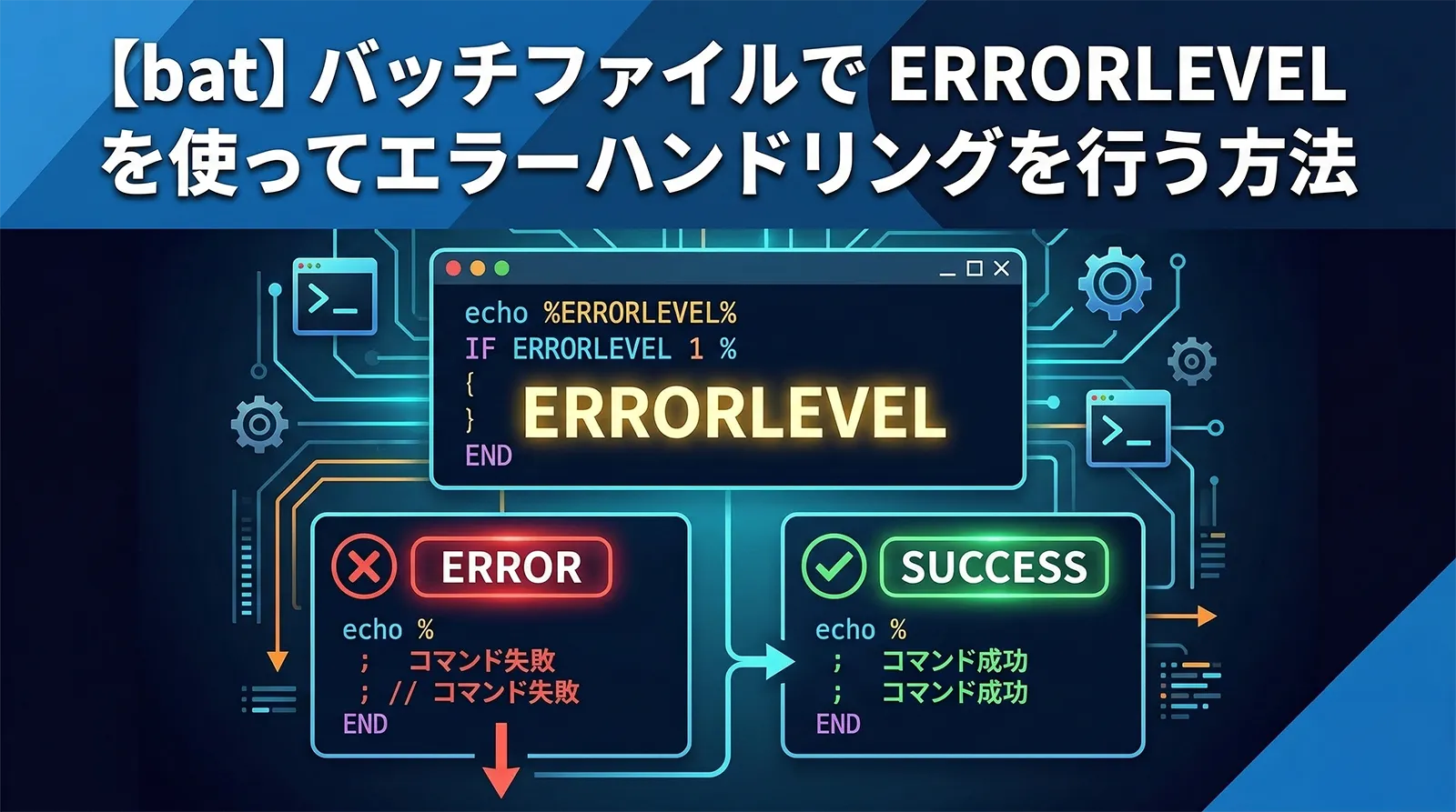 【bat】バッチファイルでERRORLEVEL を使ってエラーハンドリングを行う方法