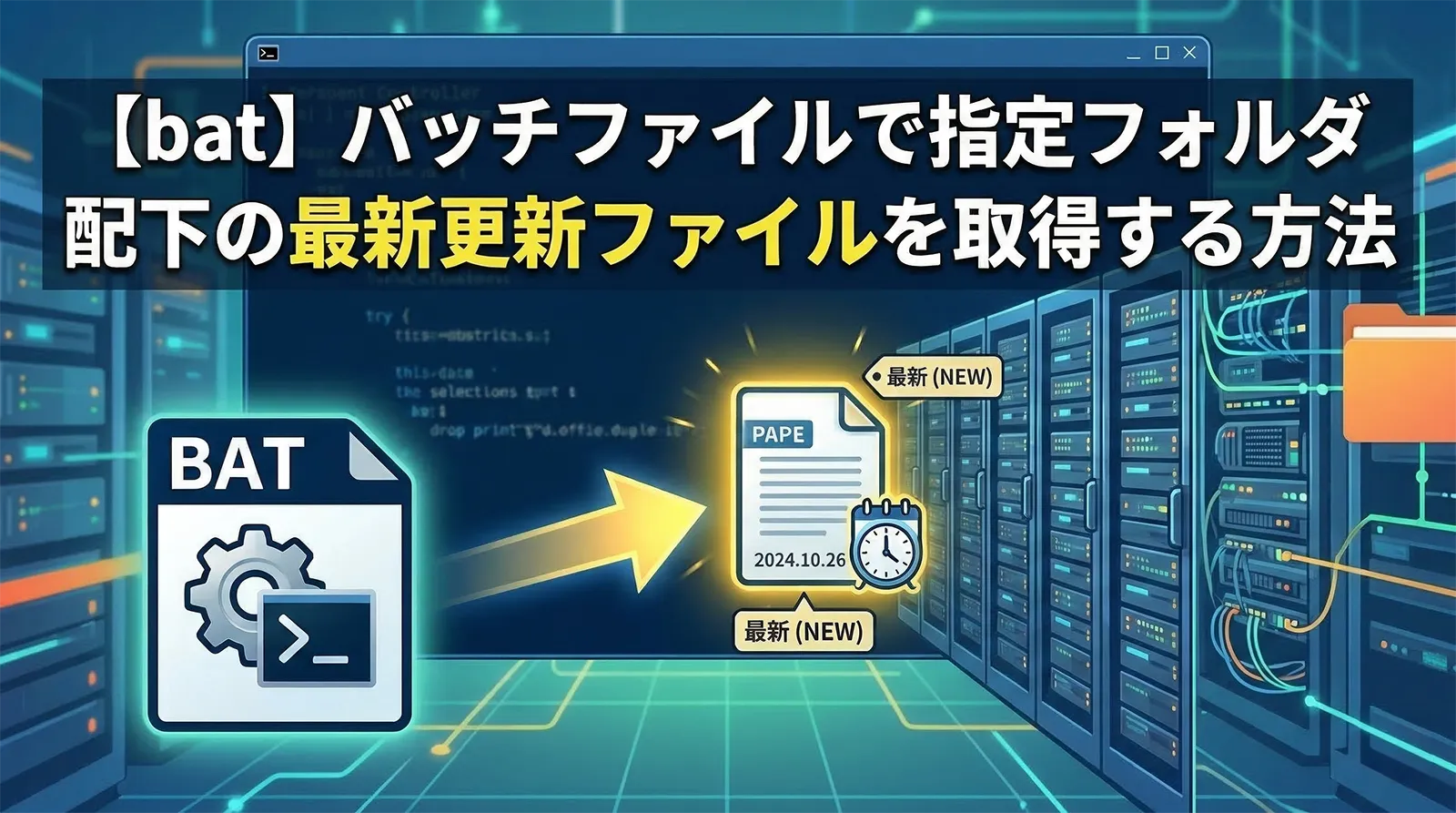 【bat】バッチファイルで指定フォルダ配下の最新更新ファイルを取得する方法