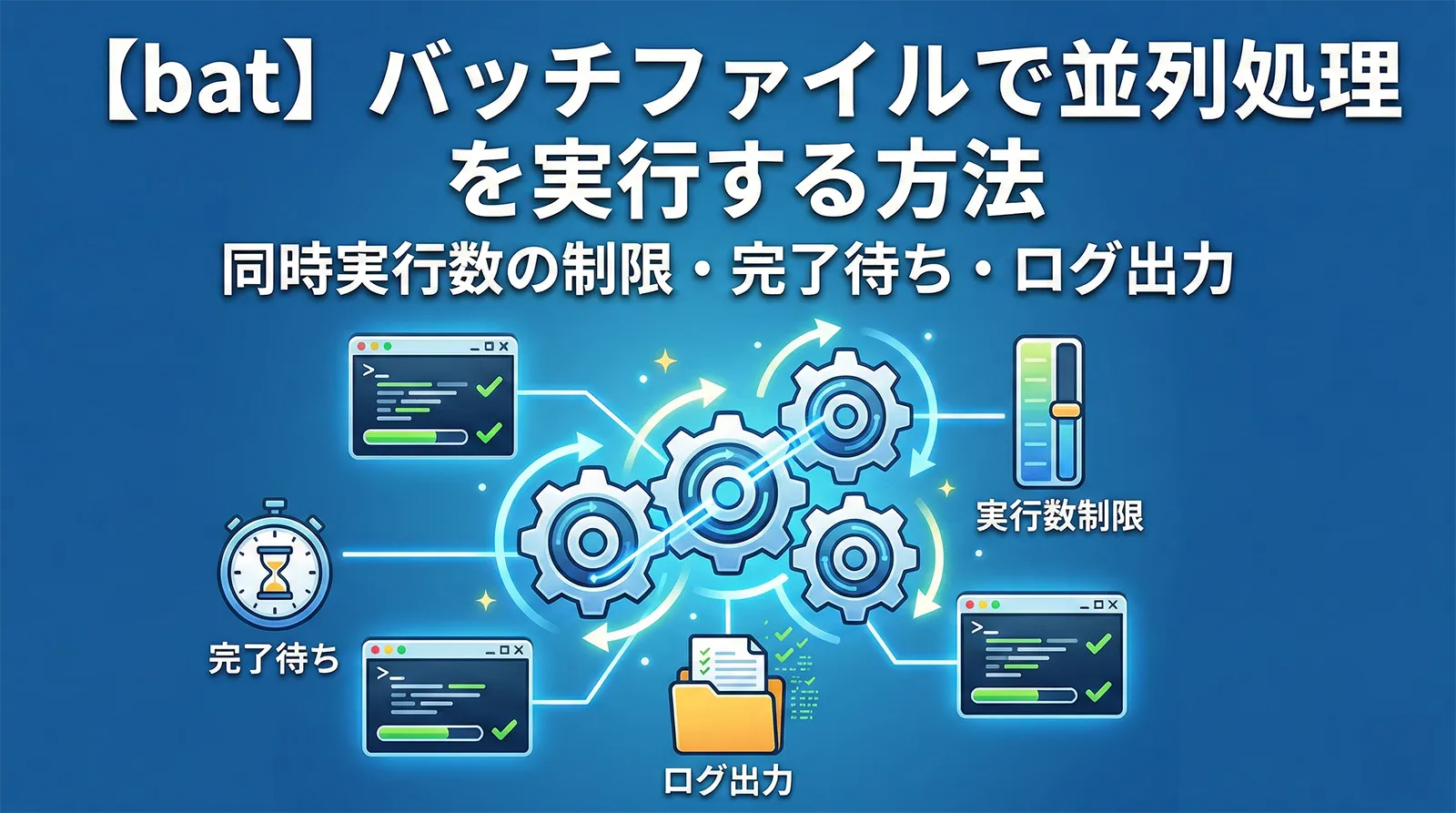【bat】バッチファイルで並列処理を実行する方法｜同時実行数の制限・完了待ち・ログ出力