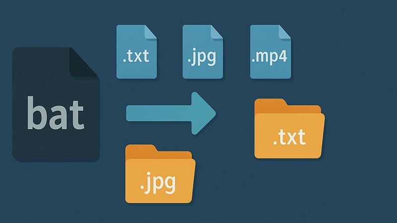 【bat】バッチファイルでフォルダ内の全ファイルを別フォルダに拡張子ごとに自動仕分けする方法