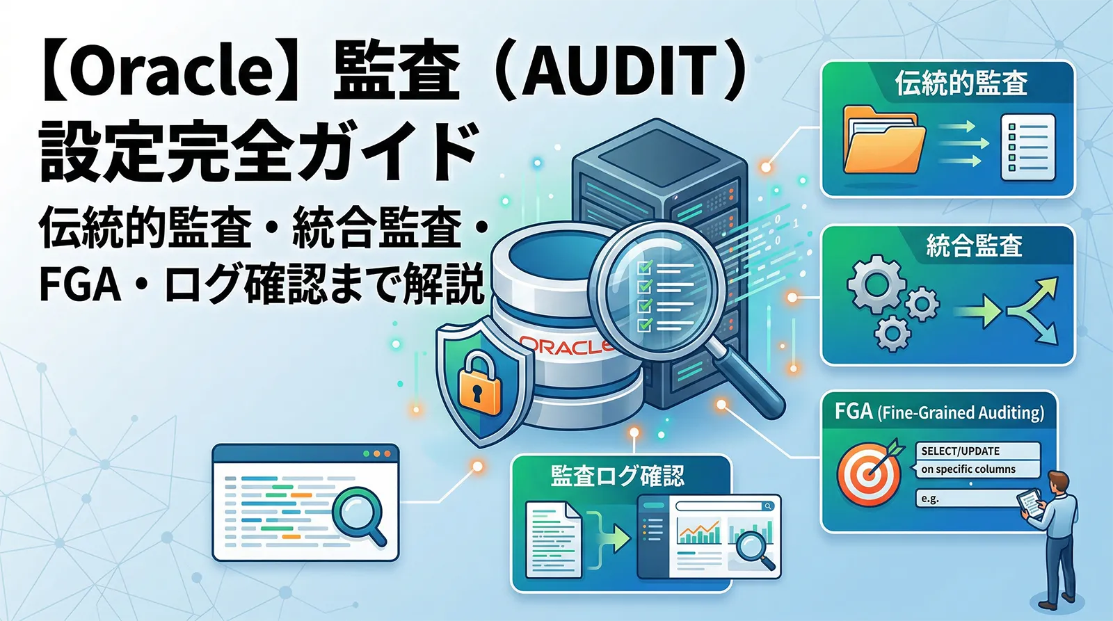 【Oracle】監査（AUDIT）機能の設定方法完全ガイド｜伝統的監査・統合監査・FGA・監査ログ確認・設計例まで解説