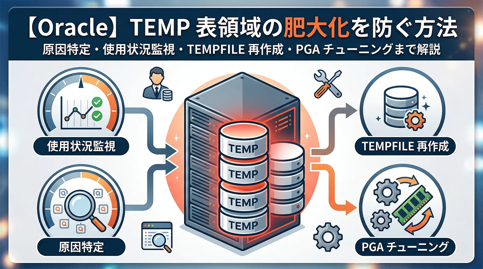 【Oracle】TEMP 表領域の肥大化を防ぐ方法｜原因特定・使用状況監視・TEMPFILE 再作成・PGA チューニングまで解説