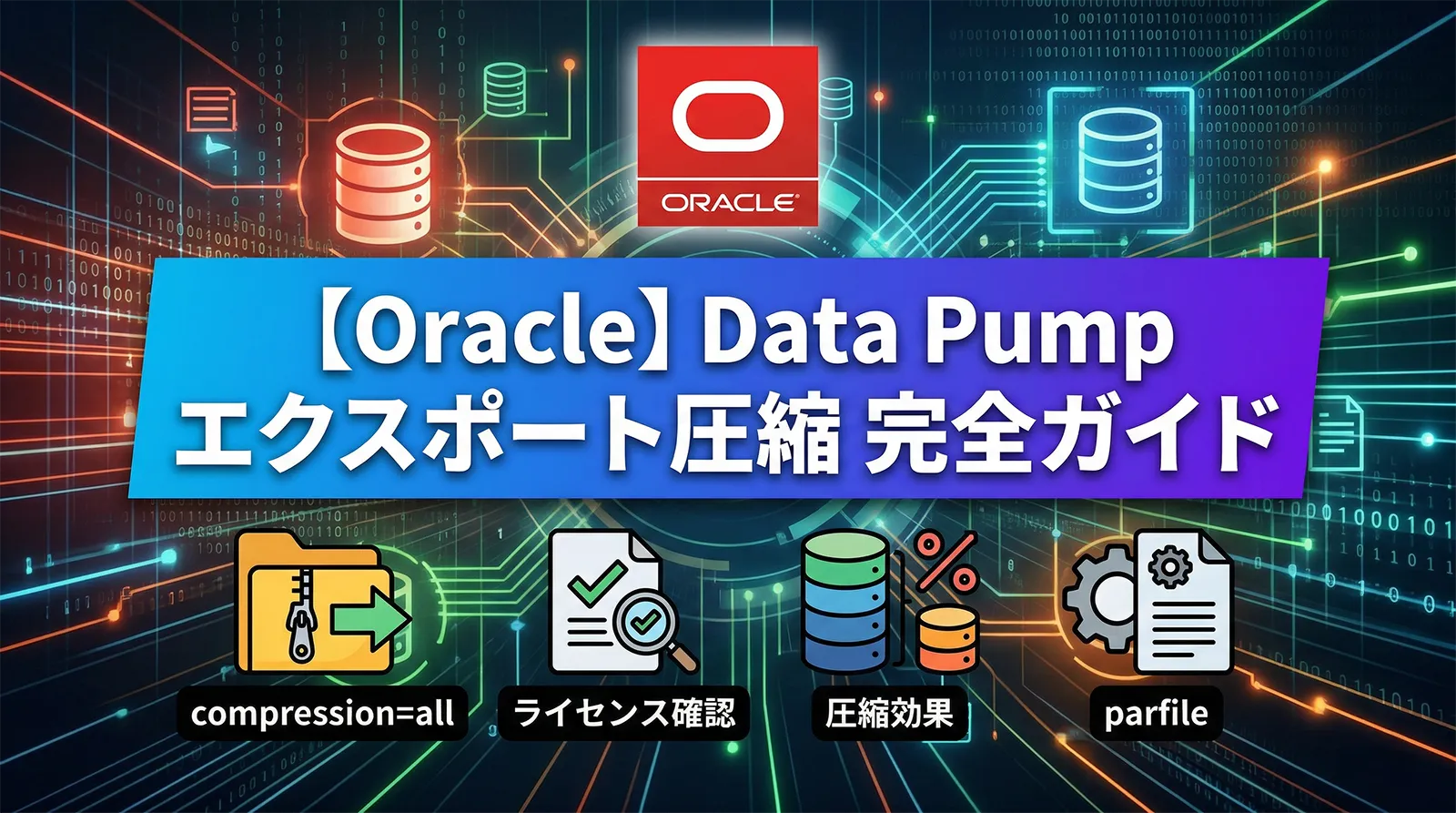 【Oracle】Data Pumpでエクスポート時に圧縮する方法完全ガイド｜compression=all・ライセンス確認・圧縮効果・parfileまで