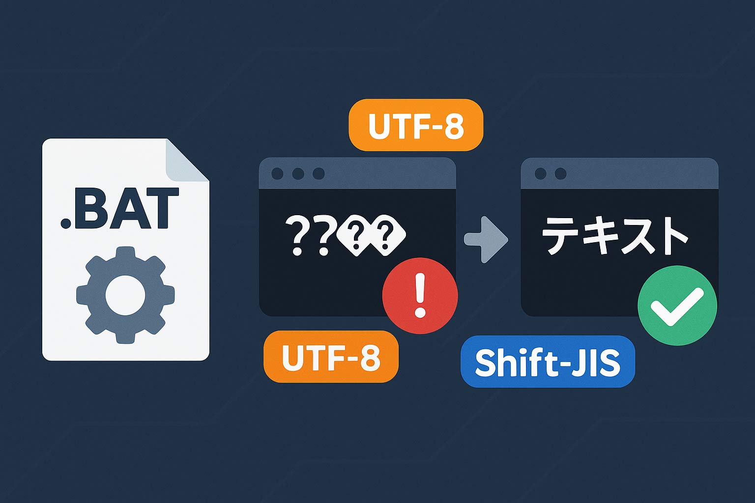 【bat】文字コードの違いで文字化けするときの対処法（Shift-JISとUTF-8）