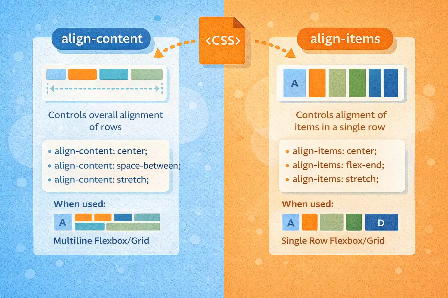 【CSS】align-contentとalign-itemsの違いと使い分け