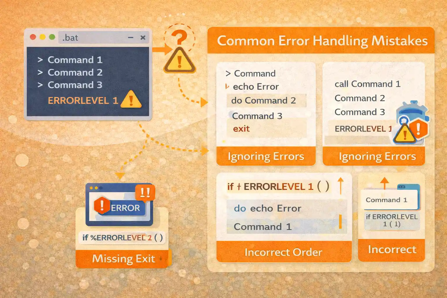 【bat】バッチファイルのエラー処理でよくある失敗例