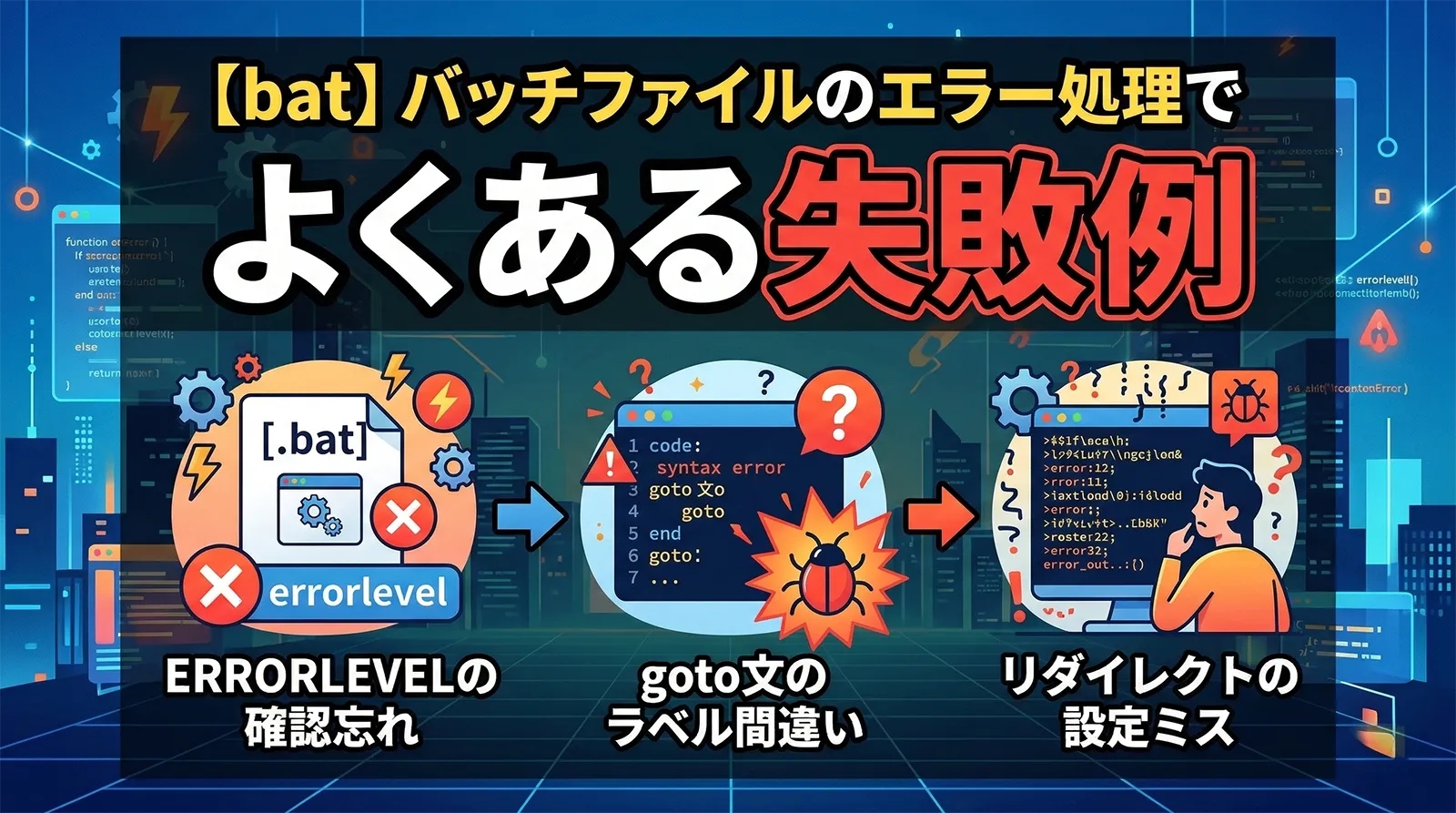 【bat】バッチファイルのエラー処理でよくある失敗例