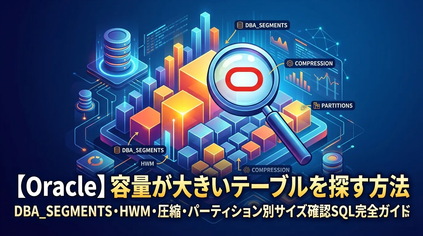 【Oracle】容量が大きいテーブルを探す方法｜DBA_SEGMENTS・HWM・圧縮・パーティション別サイズ確認SQL完全ガイド