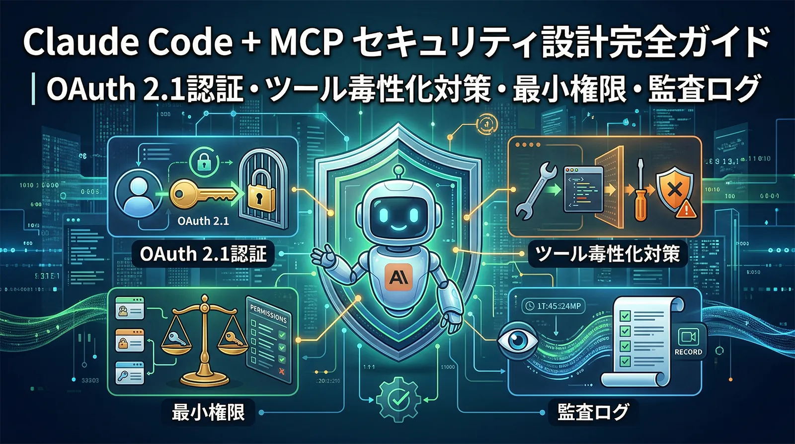Claude Code + MCP セキュリティ設計完全ガイド｜OAuth 2.1認証・ツール毒性化対策・最小権限・監査ログ