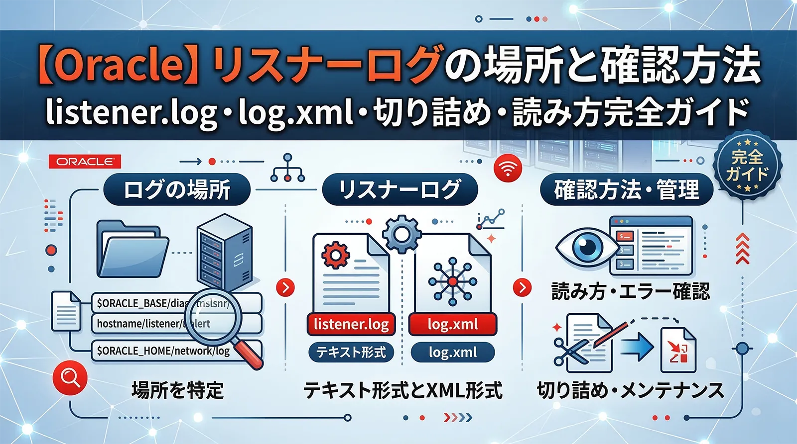 【Oracle】リスナーログの場所と確認方法｜listener.log・log.xml・切り詰め・読み方完全ガイド