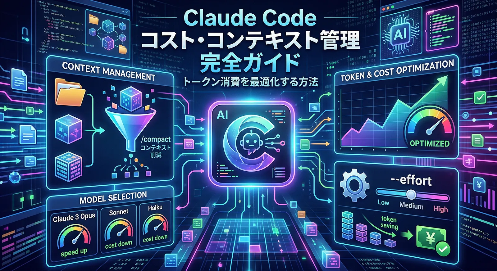 Claude Code コスト・コンテキスト管理完全ガイド｜/compact・–effort・モデル選択でトークン消費を最適化する方法