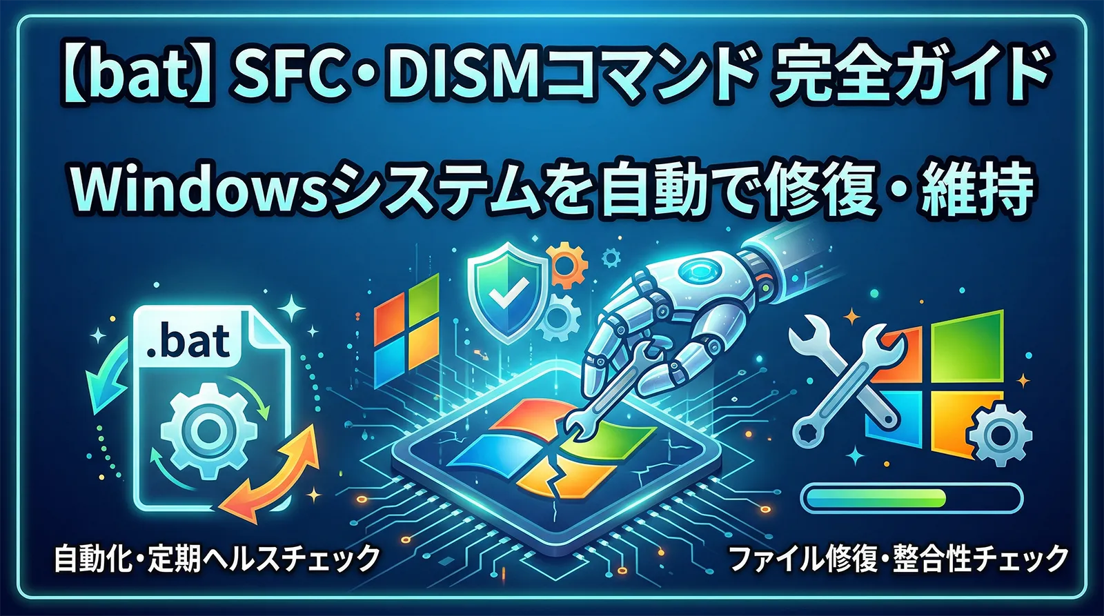 【bat】SFC・DISMコマンド完全ガイド｜Windowsファイル修復・整合性チェックをバッチで自動化・定期ヘルスチェック
