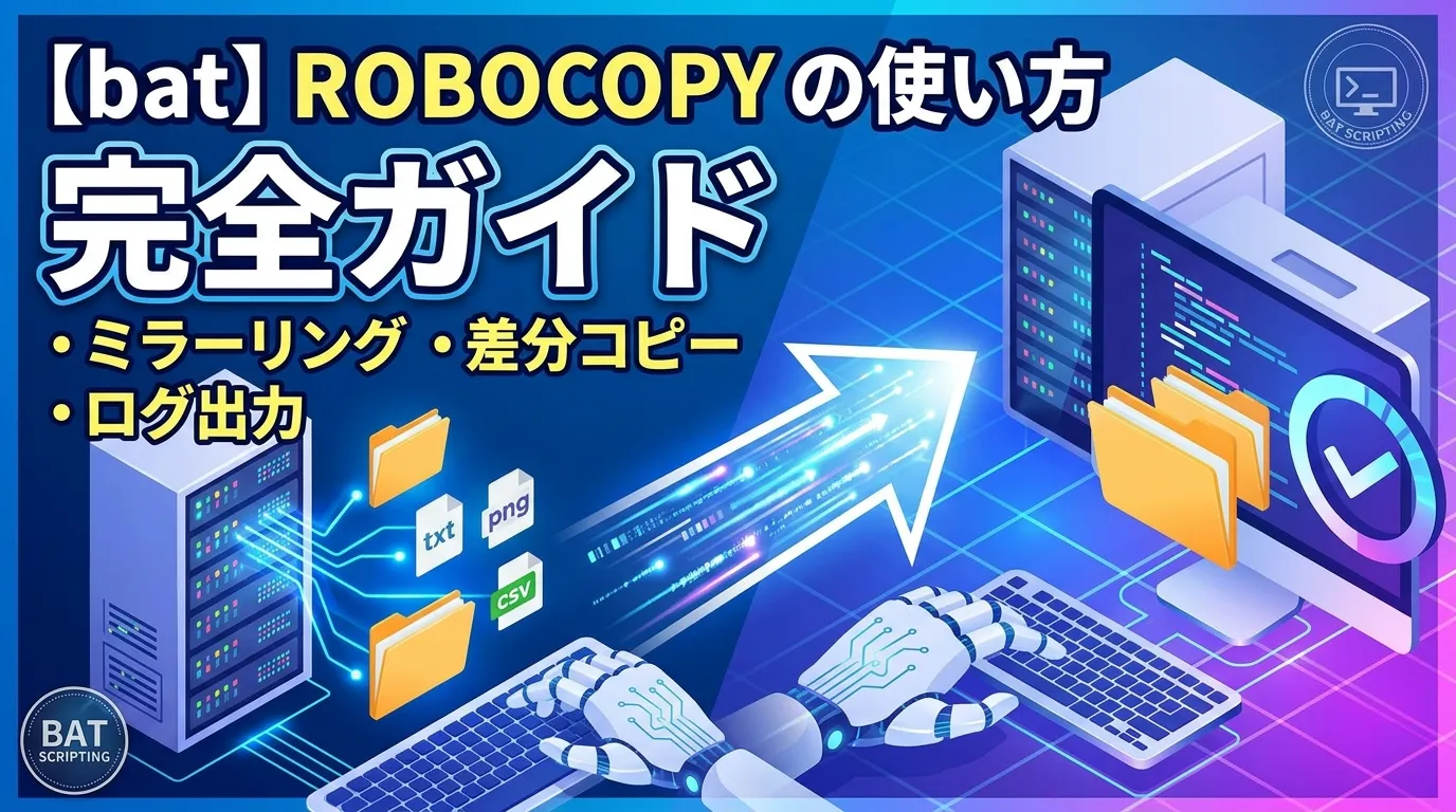 【bat】ROBOCOPYの使い方完全ガイド｜ミラーリング・差分コピー・ログ出力