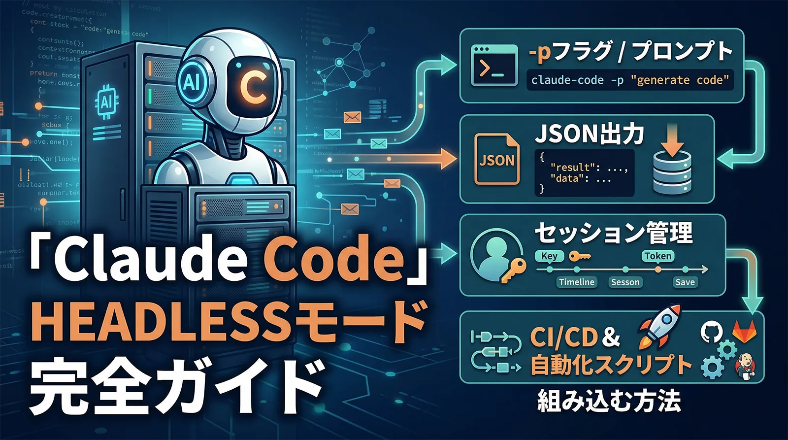 Claude Code headlessモード完全ガイド｜-pフラグ・JSON出力・セッション管理でCI/CDと自動化スクリプトに組み込む方法