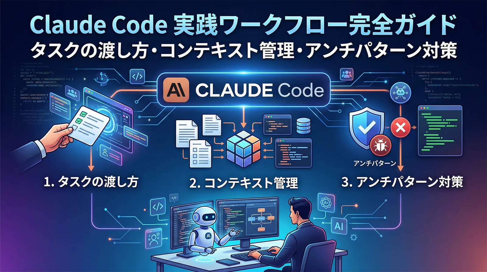 Claude Code 実践ワークフロー完全ガイド｜タスクの渡し方・コンテキスト管理・アンチパターン対策