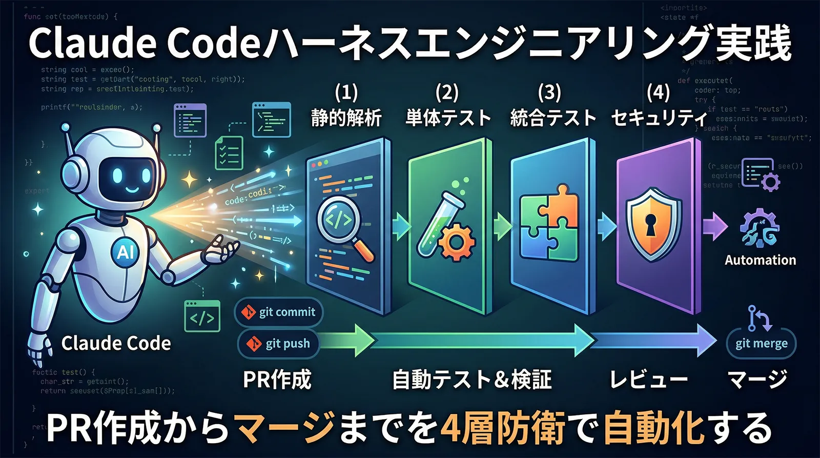 Claude Codeハーネスエンジニアリング実践──PR作成からマージまでを4層防衛で自動化する
