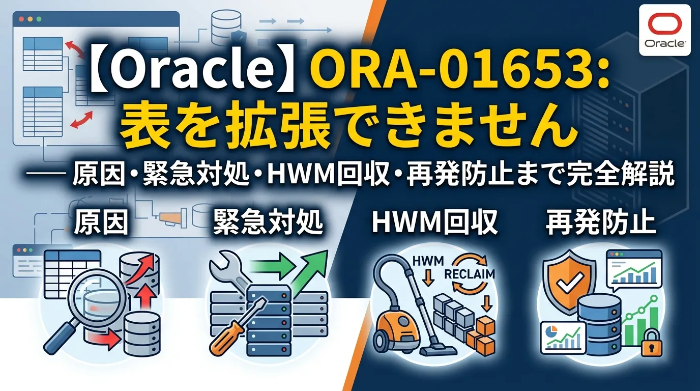 【Oracle】ORA-01653: 表を拡張できません ── 原因・緊急対処・HWM回収・再発防止まで完全解説
