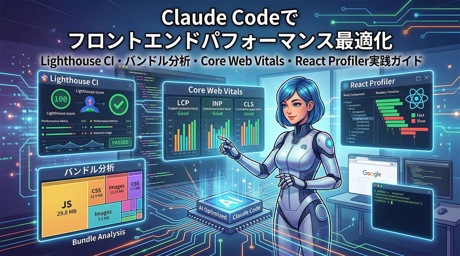 Claude Codeでフロントエンドパフォーマンス最適化｜Lighthouse CI・バンドル分析・Core Web Vitals・React Profiler実践ガイド
