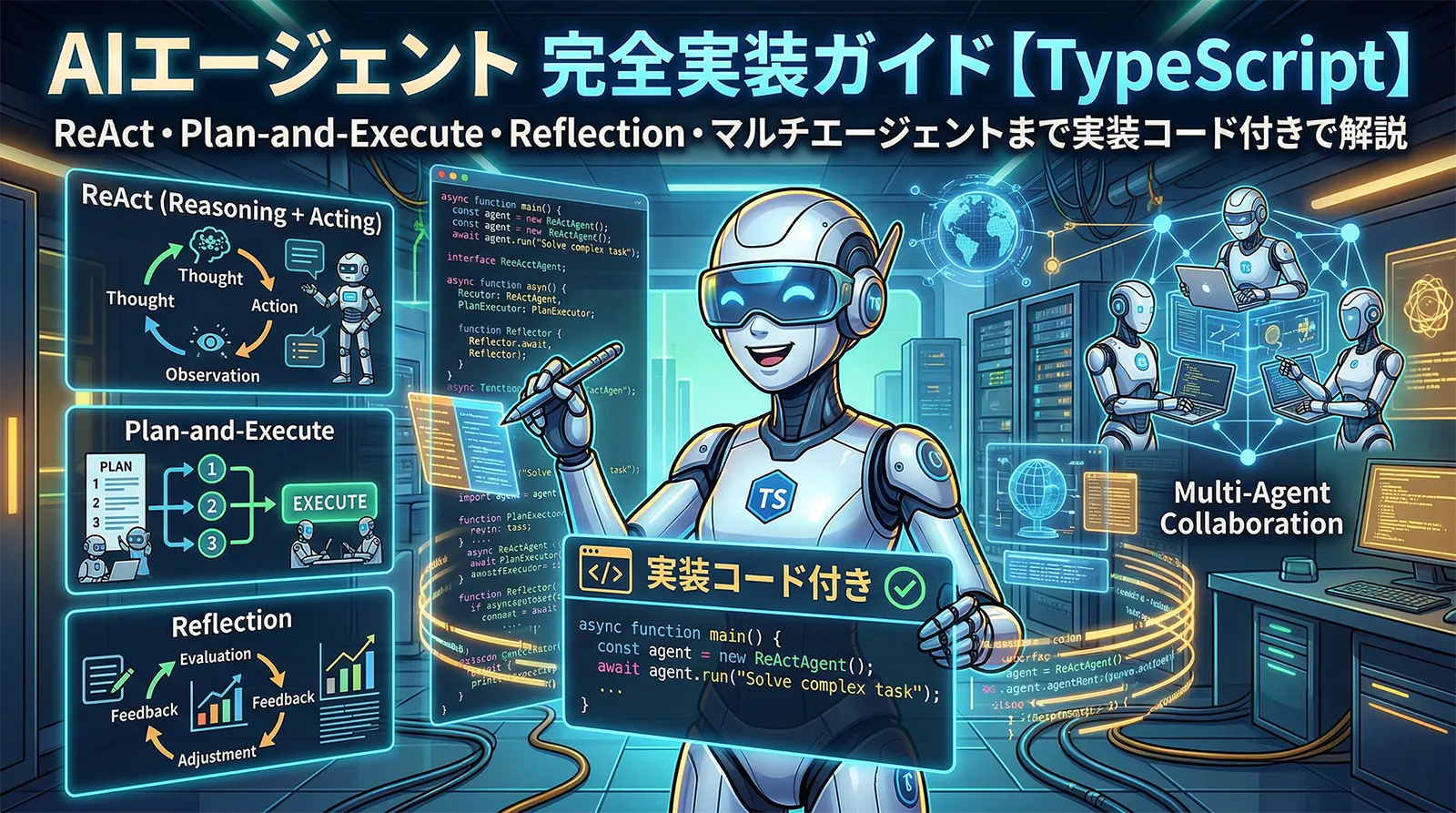 AIエージェント完全実装ガイド【TypeScript】｜ReAct・Plan-and-Execute・Reflection・マルチエージェントまで実装コード付きで解説