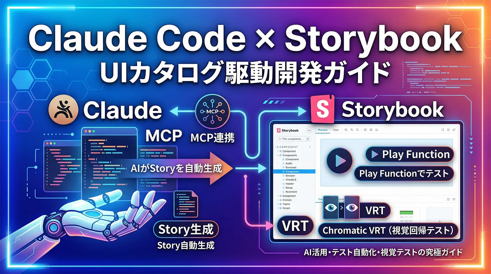 Claude Code × Storybook UIカタログ駆動開発ガイド｜MCP連携・Story自動生成・Play Function・Chromatic VRT