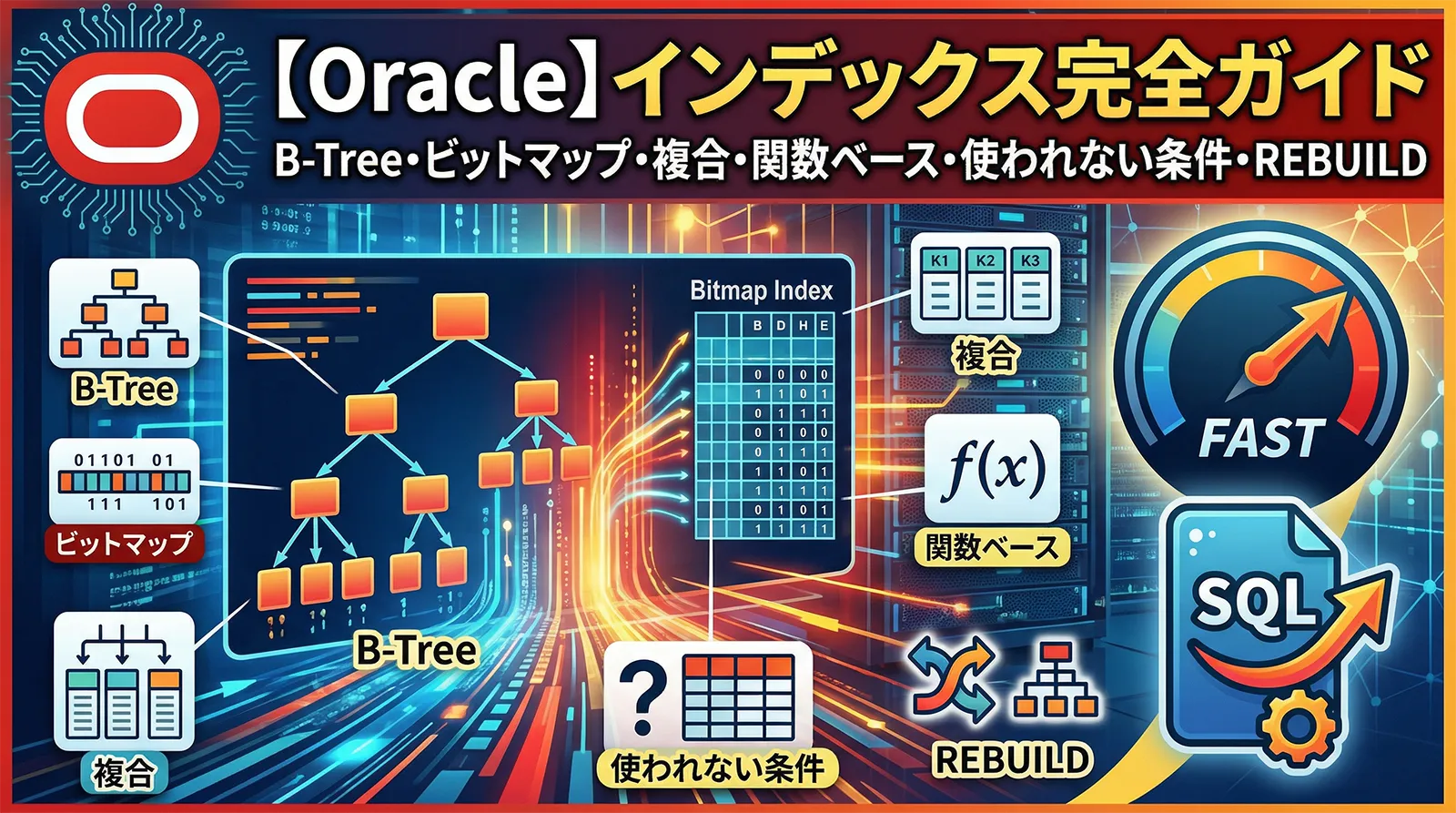 【Oracle】インデックス完全ガイド｜B-Tree・ビットマップ・複合・関数ベース・使われない条件・REBUILD