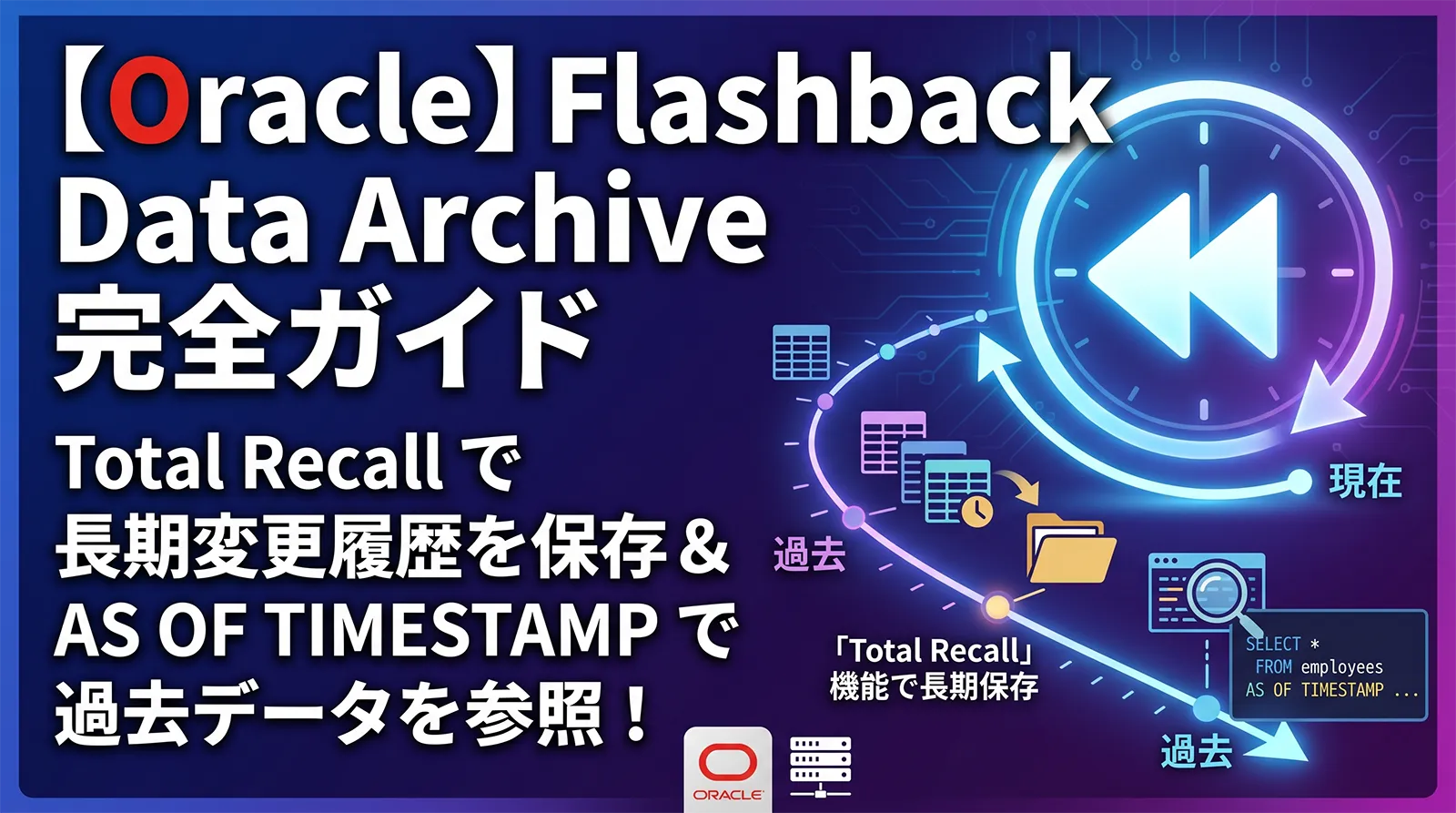 【Oracle】Flashback Data Archive完全ガイド｜Total Recall で長期変更履歴を保存して AS OF TIMESTAMP で過去データを参照する方法まで解説