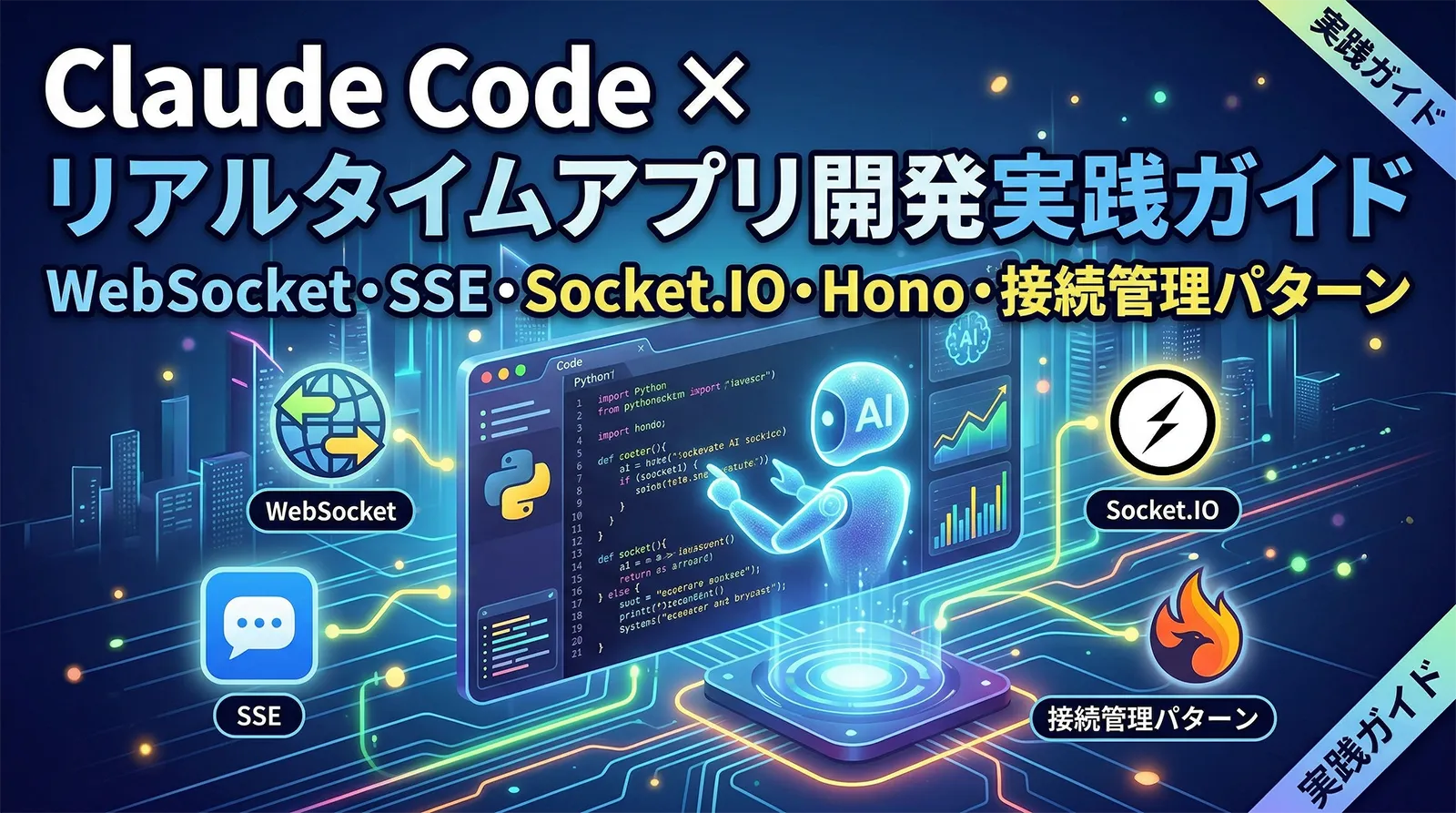 Claude Code × リアルタイムアプリ開発実践ガイド｜WebSocket・SSE・Socket.IO・Hono・接続管理パターン