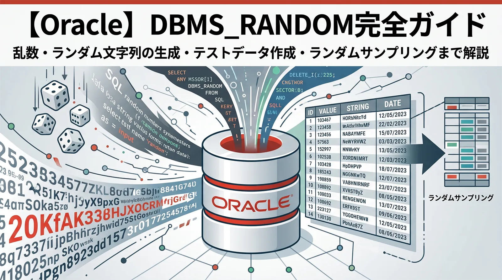 【Oracle】DBMS_RANDOM完全ガイド｜乱数・ランダム文字列の生成・テストデータ作成・ランダムサンプリングまで解説