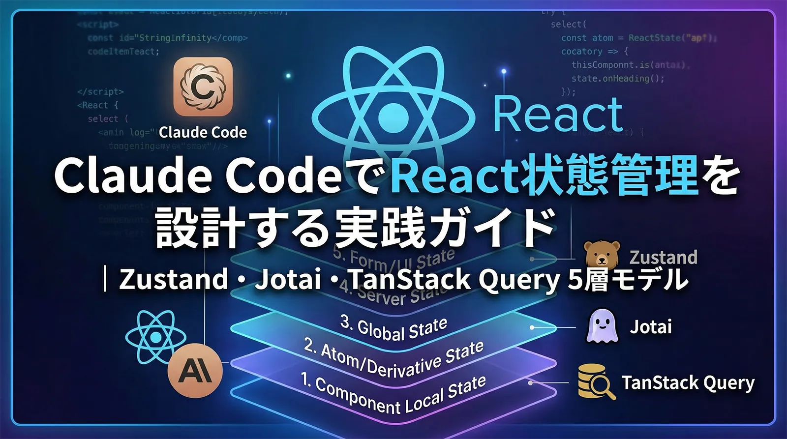 Claude CodeでReact状態管理を設計する実践ガイド｜Zustand・Jotai・TanStack Query 5層モデル
