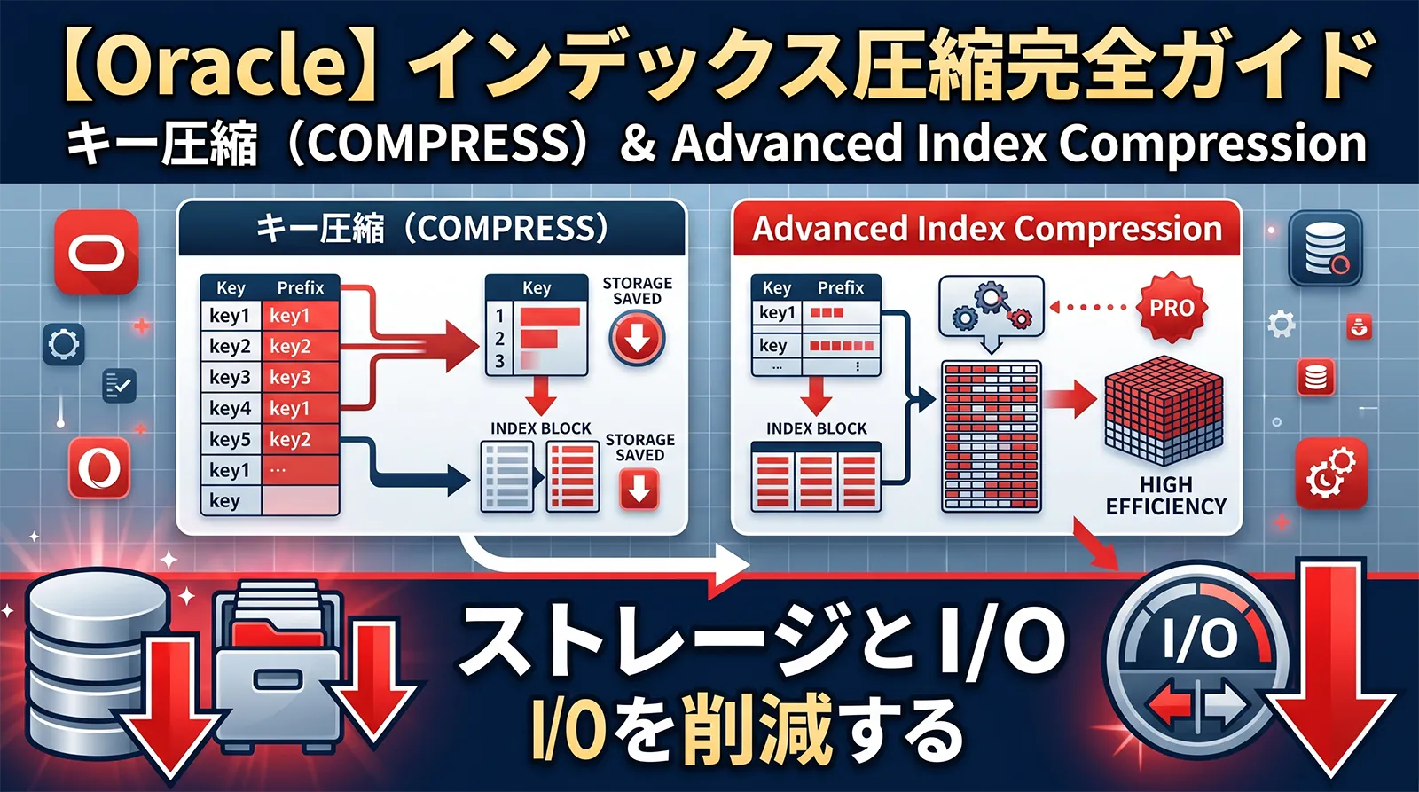 【Oracle】インデックス圧縮完全ガイド｜キー圧縮（COMPRESS）・Advanced Index Compression でストレージと I/O を削減する