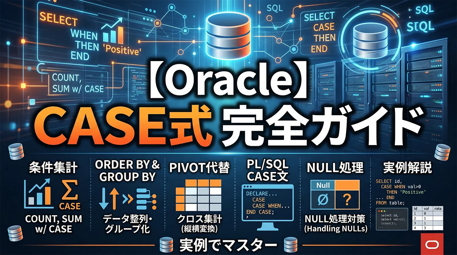 【Oracle】CASE式完全ガイド｜条件集計・ORDER BY・GROUP BY・PIVOT代替・PL/SQL CASE文・NULL処理まで実例で解説