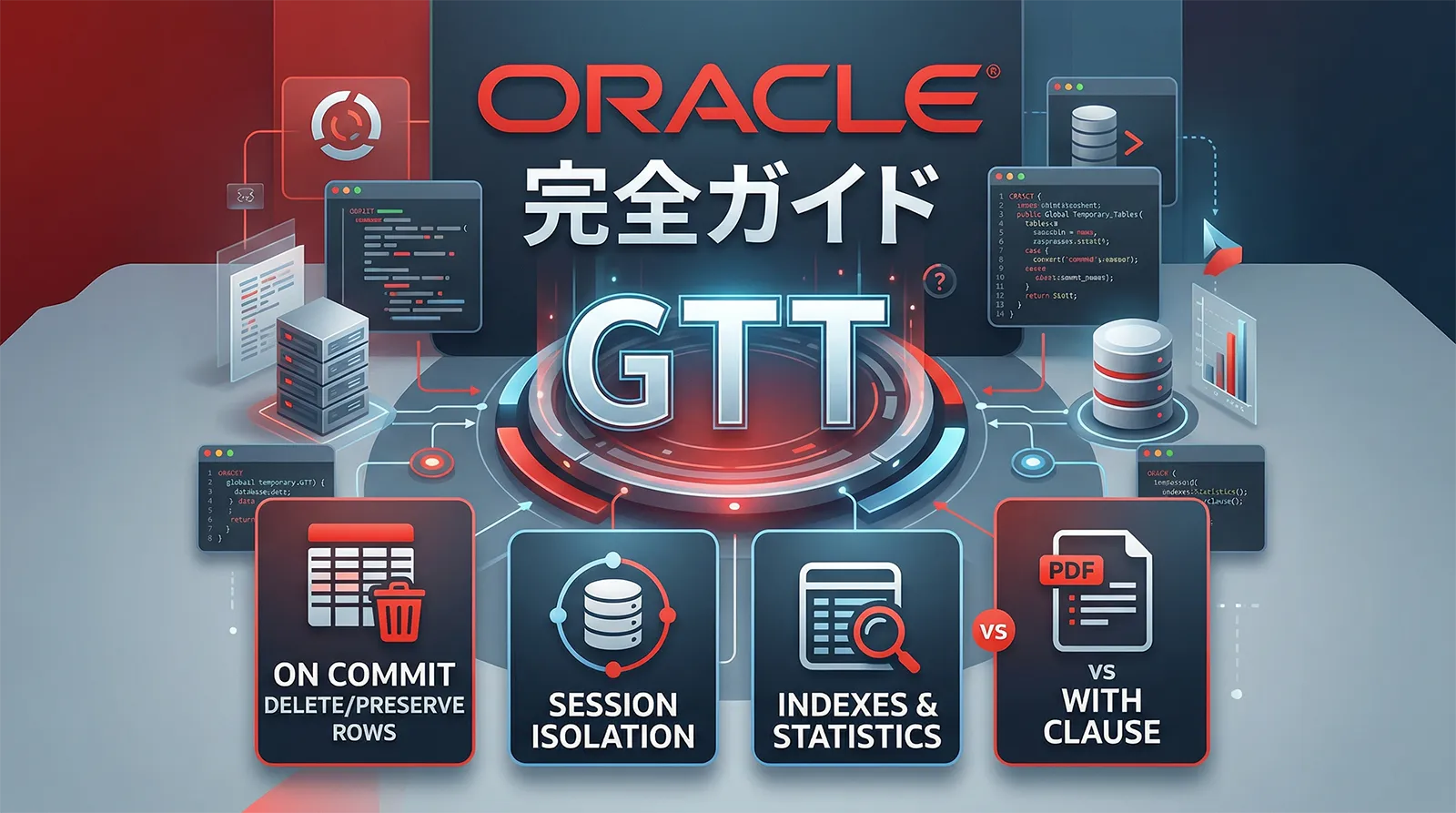 【Oracle】グローバル一時表（GTT）完全ガイド｜ON COMMIT DELETE/PRESERVE ROWS・セッション分離・インデックス・統計・WITH句との使い分け・実務パターン