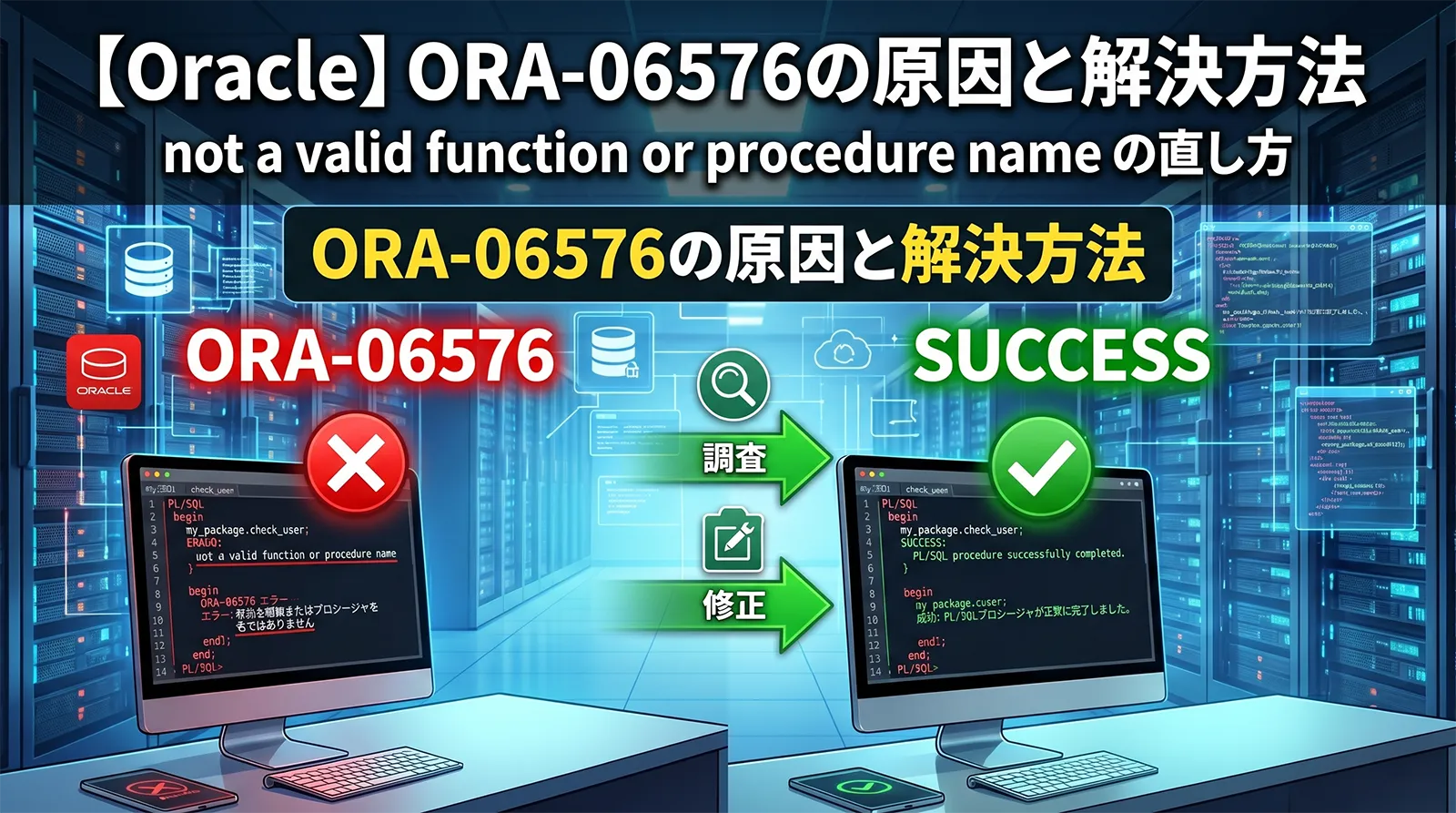 【Oracle】ORA-06576の原因と解決方法｜not a valid function or procedure name の直し方