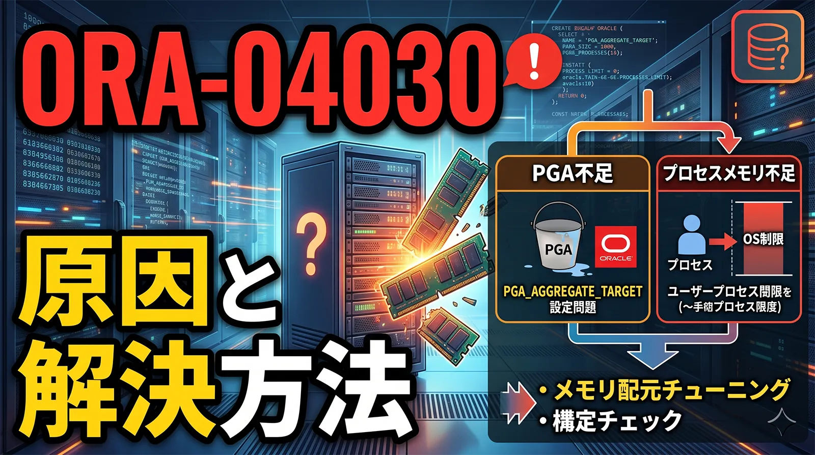 【Oracle】ORA-04030の原因と解決方法｜PGA不足・プロセスメモリ不足を切り分ける