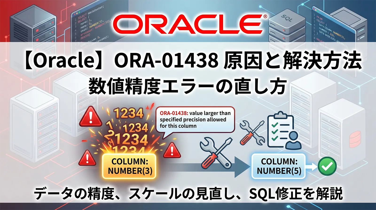 【Oracle】ORA-01438の原因と解決方法｜value larger than specified precision allowed for this column・数値精度エラーの直し方