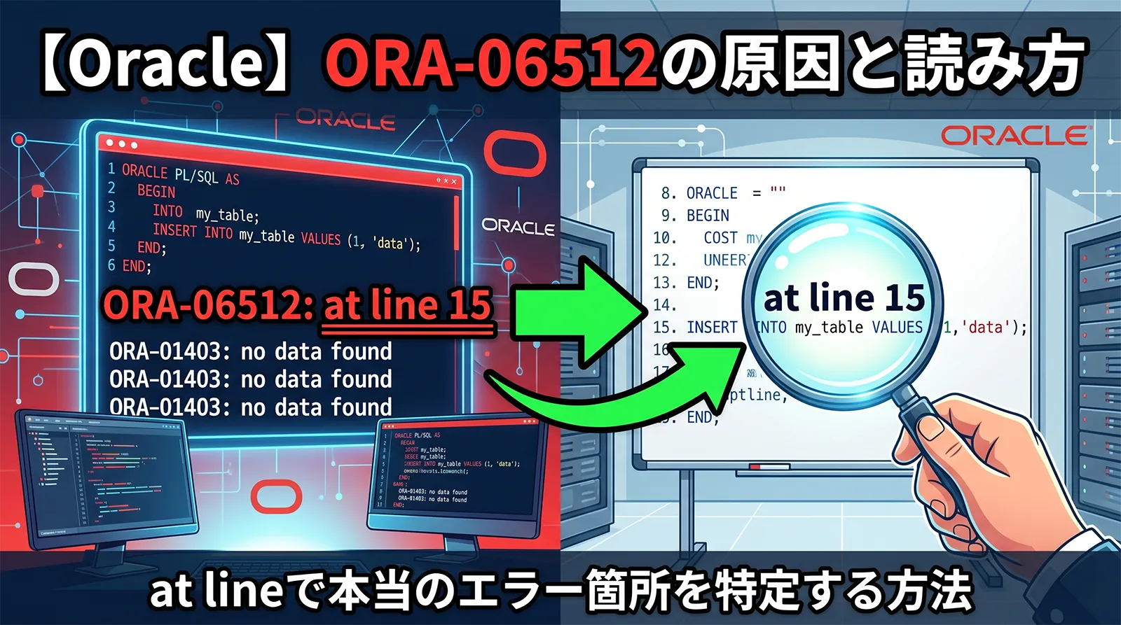 【Oracle】ORA-06512の原因と読み方｜at lineで本当のエラー箇所を特定する方法