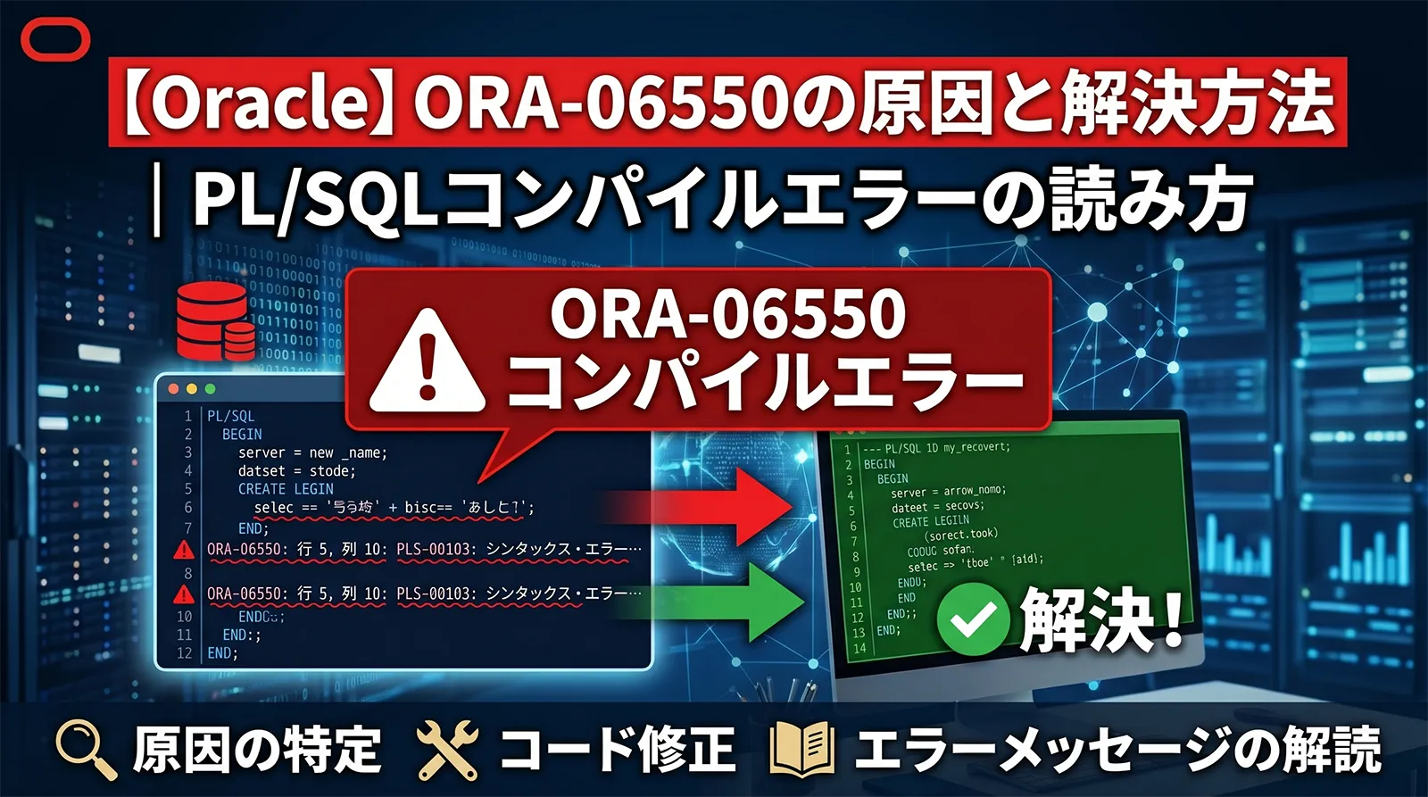 【Oracle】ORA-06550の原因と解決方法｜PL/SQLコンパイルエラーの読み方