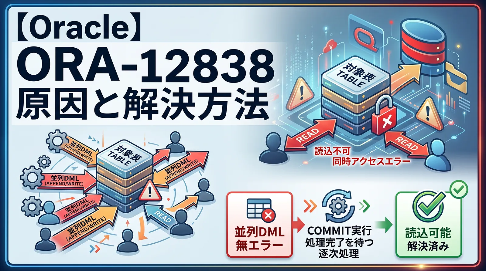 【Oracle】ORA-12838の原因と解決方法｜並列DML・APPEND後に同じ表を読めない時の対処