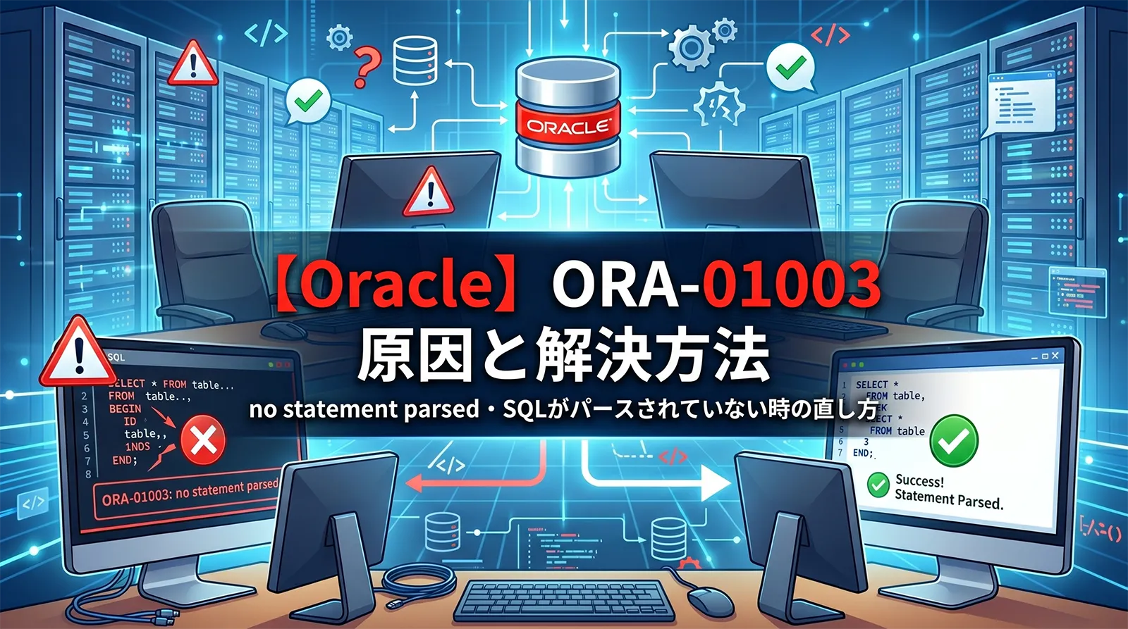 【Oracle】ORA-01003の原因と解決方法｜no statement parsed・SQLがパースされていない時の直し方