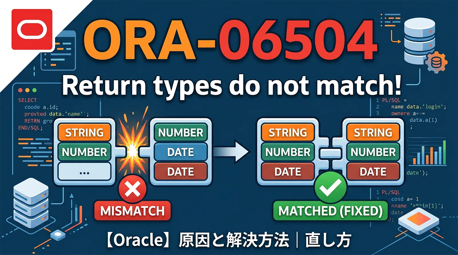 【Oracle】ORA-06504の原因と解決方法｜Return types of Result Set variables or query do not match の直し方