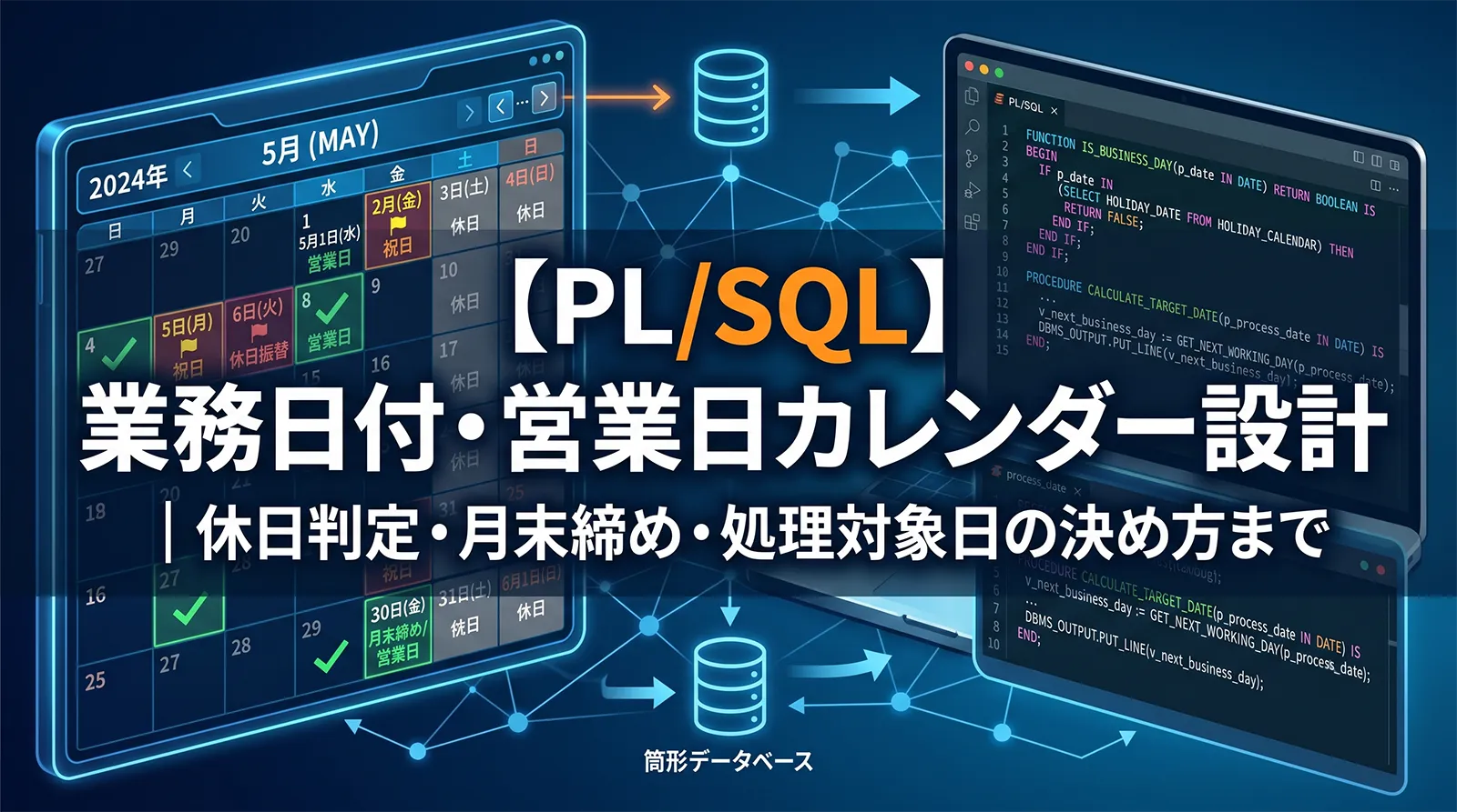 【PL/SQL】業務日付・営業日カレンダー設計｜休日判定・月末締め・処理対象日の決め方まで