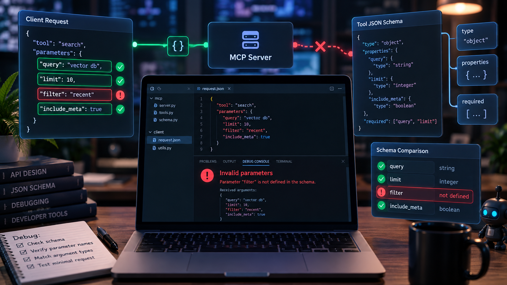 MCPサーバーで「Invalid Params」が出る原因｜JSON Schemaと引数を確認